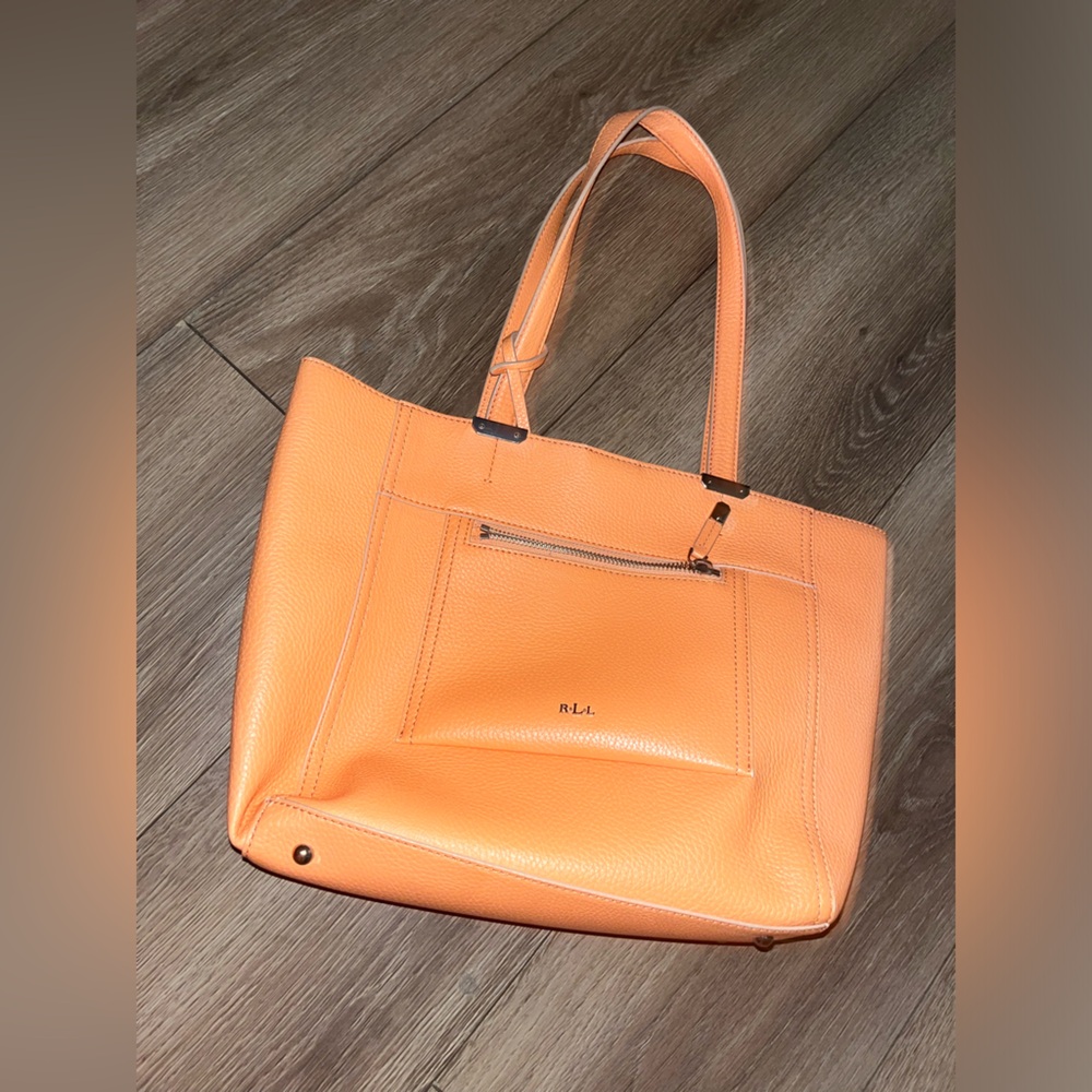 EUC Ralph Lauren Tote Shoulder Bag A4 Logo PVC Leather women's